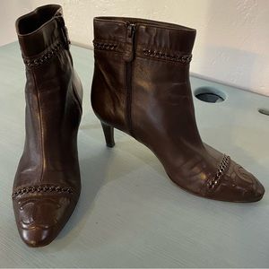 Chanel leather brown boots with 2 dust bags